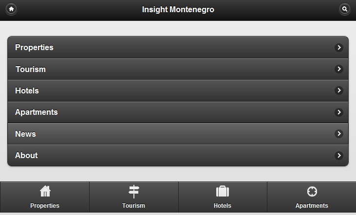 Montenegro Mobiele website